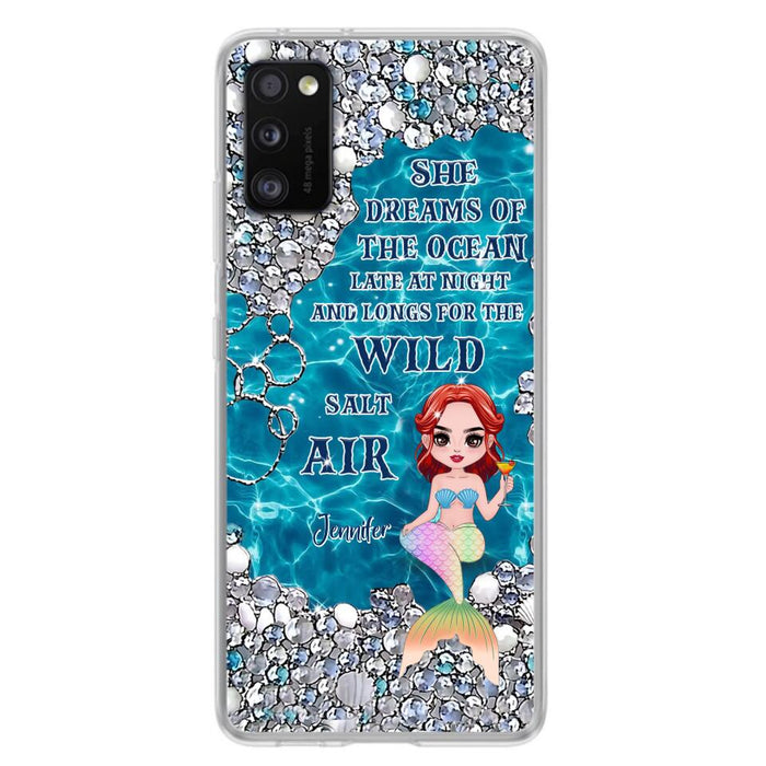 Custom Personalized Mermaid Phone Case - Gift Idea For Ocean Lovers/Mermaid - She Dreams Of The Ocean Late At Night  - Case For iPhone & Samsung