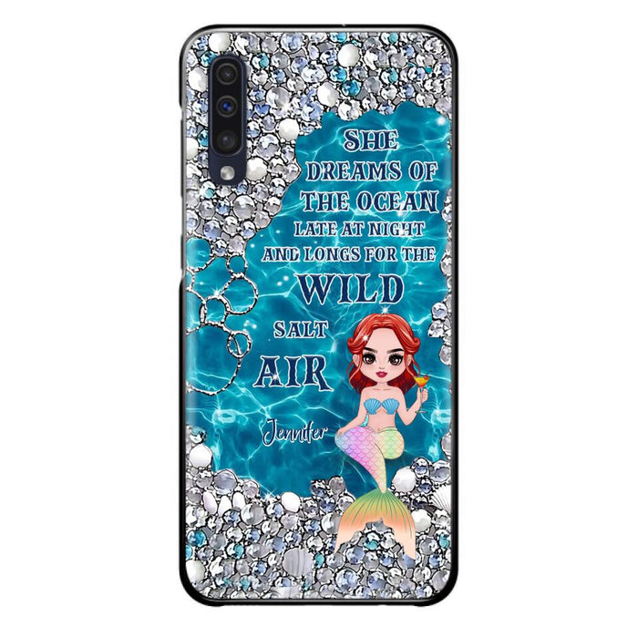 Custom Personalized Mermaid Phone Case - Gift Idea For Ocean Lovers/Mermaid - She Dreams Of The Ocean Late At Night  - Case For iPhone & Samsung