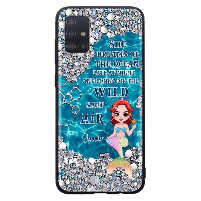 Custom Personalized Mermaid Phone Case - Gift Idea For Ocean Lovers/Mermaid - She Dreams Of The Ocean Late At Night  - Case For iPhone & Samsung