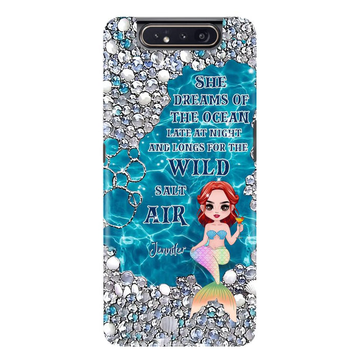 Custom Personalized Mermaid Phone Case - Gift Idea For Ocean Lovers/Mermaid - She Dreams Of The Ocean Late At Night  - Case For iPhone & Samsung