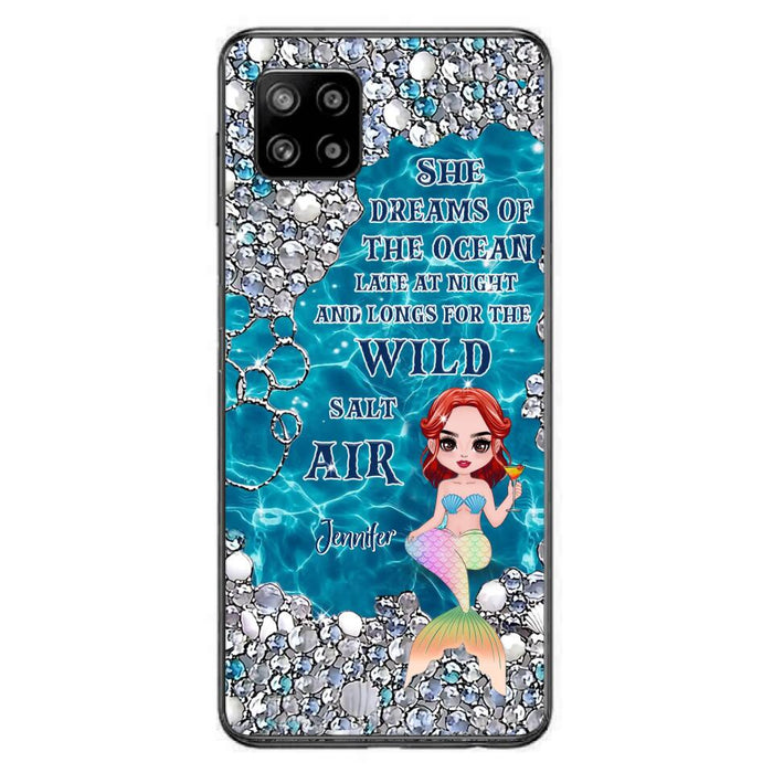 Custom Personalized Mermaid Phone Case - Gift Idea For Ocean Lovers/Mermaid - She Dreams Of The Ocean Late At Night  - Case For iPhone & Samsung