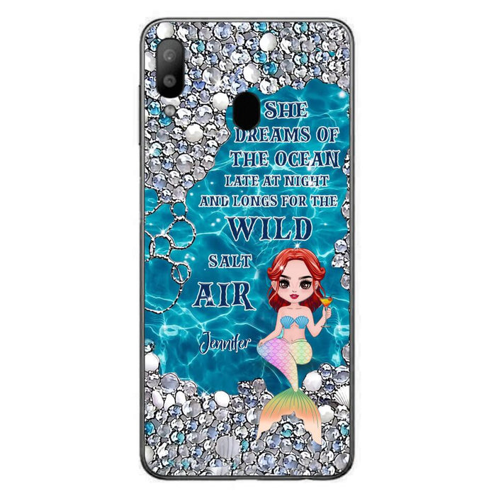 Custom Personalized Mermaid Phone Case - Gift Idea For Ocean Lovers/Mermaid - She Dreams Of The Ocean Late At Night  - Case For iPhone & Samsung