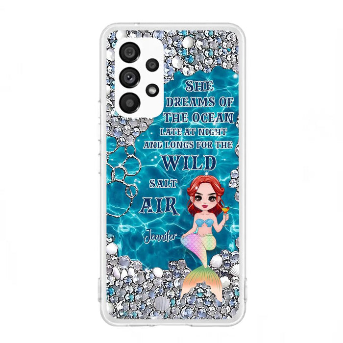 Custom Personalized Mermaid Phone Case - Gift Idea For Ocean Lovers/Mermaid - She Dreams Of The Ocean Late At Night  - Case For iPhone & Samsung