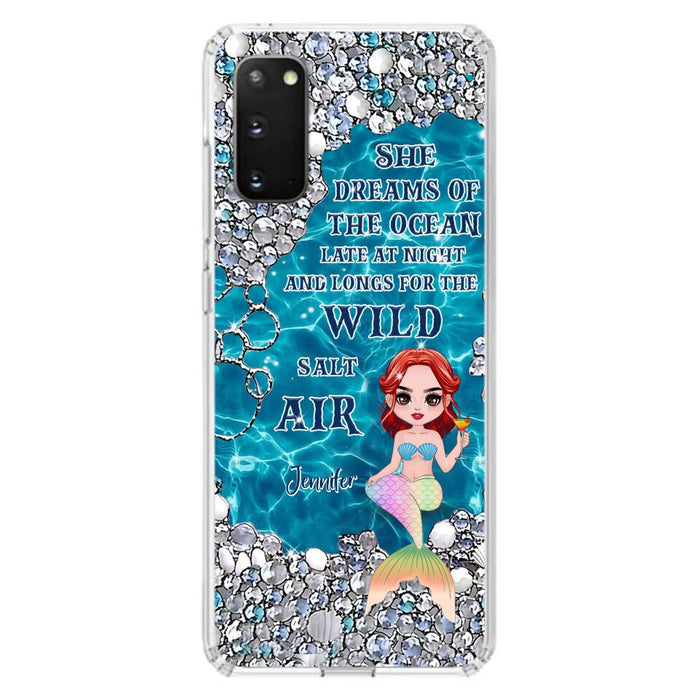 Custom Personalized Mermaid Phone Case - Gift Idea For Ocean Lovers/Mermaid - She Dreams Of The Ocean Late At Night  - Case For iPhone & Samsung