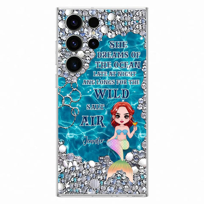 Custom Personalized Mermaid Phone Case - Gift Idea For Ocean Lovers/Mermaid - She Dreams Of The Ocean Late At Night  - Case For iPhone & Samsung