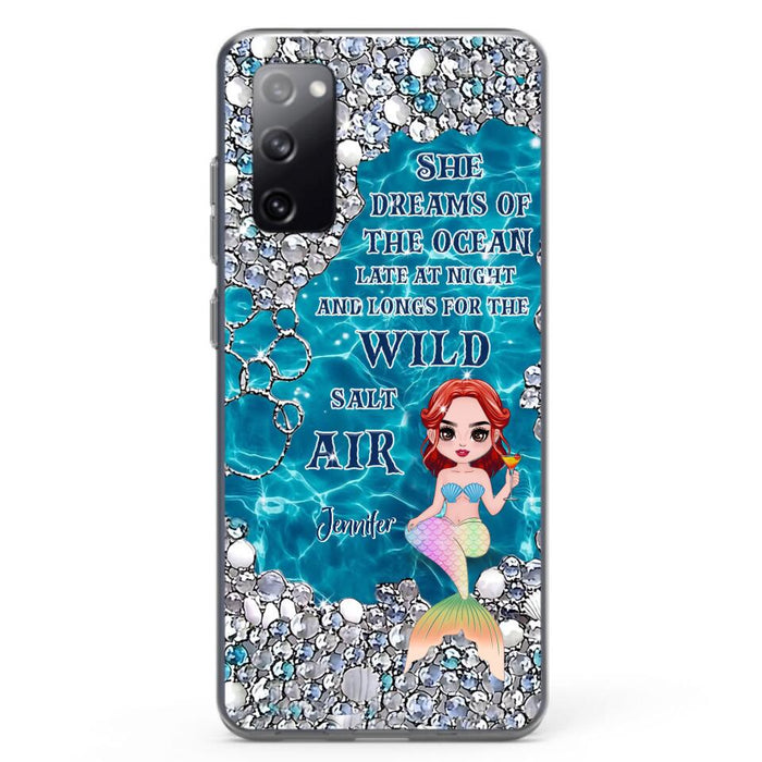 Custom Personalized Mermaid Phone Case - Gift Idea For Ocean Lovers/Mermaid - She Dreams Of The Ocean Late At Night  - Case For iPhone & Samsung