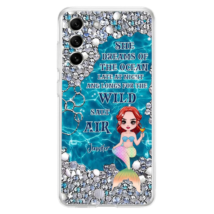 Custom Personalized Mermaid Phone Case - Gift Idea For Ocean Lovers/Mermaid - She Dreams Of The Ocean Late At Night  - Case For iPhone & Samsung