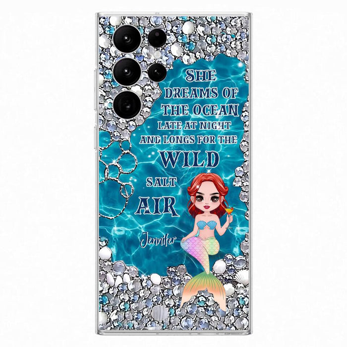 Custom Personalized Mermaid Phone Case - Gift Idea For Ocean Lovers/Mermaid - She Dreams Of The Ocean Late At Night  - Case For iPhone & Samsung