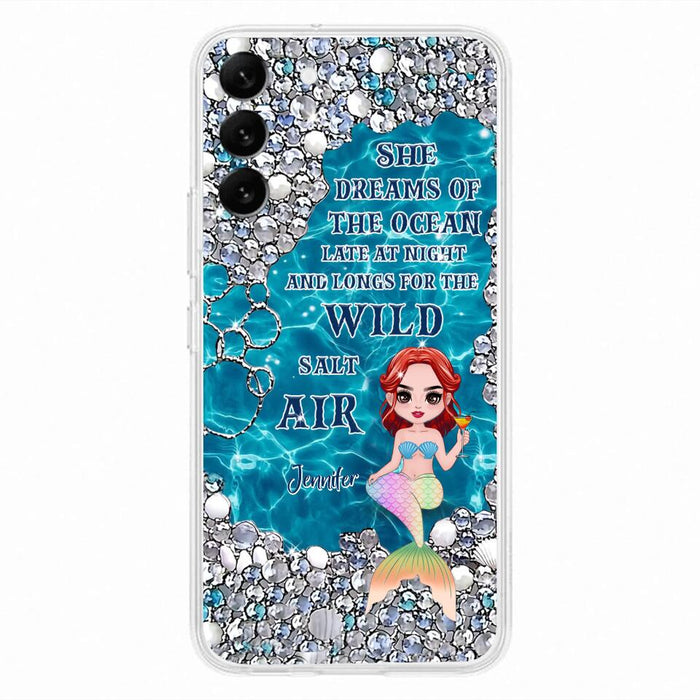 Custom Personalized Mermaid Phone Case - Gift Idea For Ocean Lovers/Mermaid - She Dreams Of The Ocean Late At Night  - Case For iPhone & Samsung