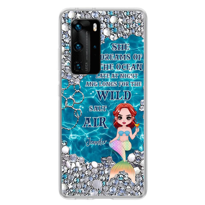 Custom Personalized Mermaid Phone Case - Gift Idea For Ocean Lovers/Mermaid - She Dreams Of The Ocean Late At Night  - Case For Oppo, Xiaomi & Huawei