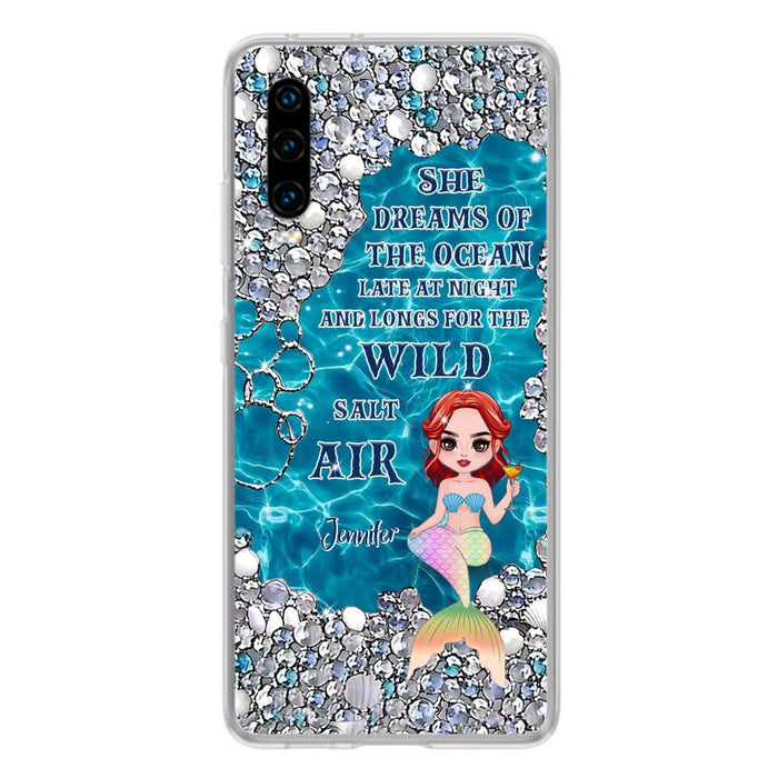 Custom Personalized Mermaid Phone Case - Gift Idea For Ocean Lovers/Mermaid - She Dreams Of The Ocean Late At Night  - Case For Oppo, Xiaomi & Huawei