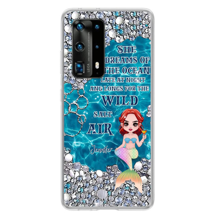 Custom Personalized Mermaid Phone Case - Gift Idea For Ocean Lovers/Mermaid - She Dreams Of The Ocean Late At Night  - Case For Oppo, Xiaomi & Huawei