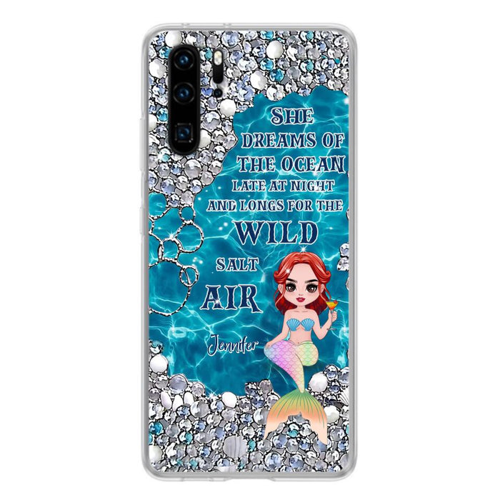 Custom Personalized Mermaid Phone Case - Gift Idea For Ocean Lovers/Mermaid - She Dreams Of The Ocean Late At Night  - Case For Oppo, Xiaomi & Huawei