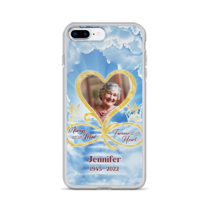 Custom Personalized Memorial Photo Phone Case - Memorial Gift Idea For Mother's Day/Father's Day - Always On My Mind Forever In My Heart - Case for iPhone/Samsung