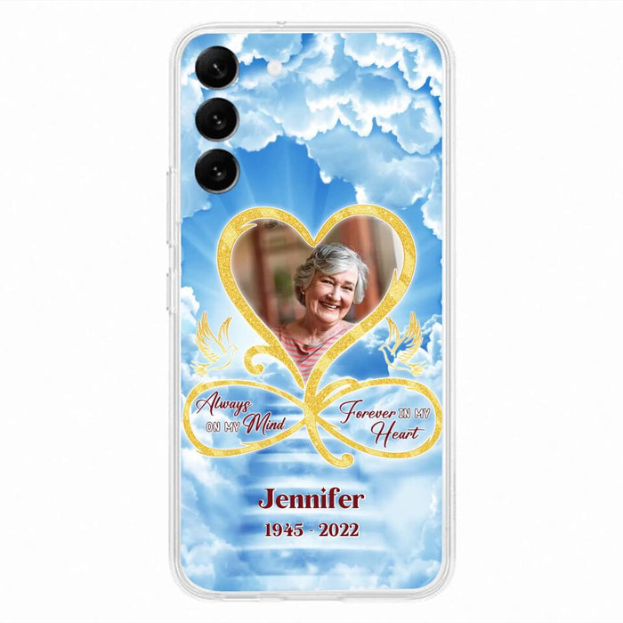 Custom Personalized Memorial Photo Phone Case - Memorial Gift Idea For Mother's Day/Father's Day - Always On My Mind Forever In My Heart - Case for iPhone/Samsung