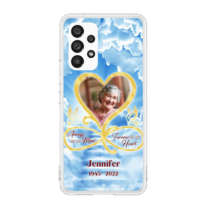 Custom Personalized Memorial Photo Phone Case - Memorial Gift Idea For Mother's Day/Father's Day - Always On My Mind Forever In My Heart - Case for iPhone/Samsung