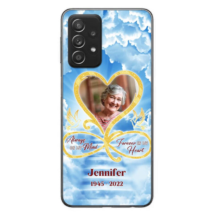 Custom Personalized Memorial Photo Phone Case - Memorial Gift Idea For Mother's Day/Father's Day - Always On My Mind Forever In My Heart - Case for iPhone/Samsung