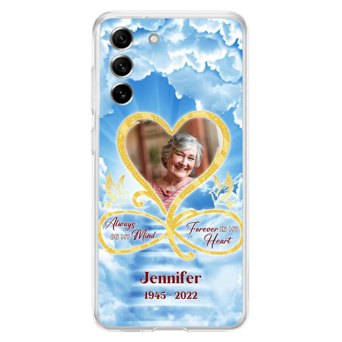 Custom Personalized Memorial Photo Phone Case - Memorial Gift Idea For Mother's Day/Father's Day - Always On My Mind Forever In My Heart - Case for iPhone/Samsung