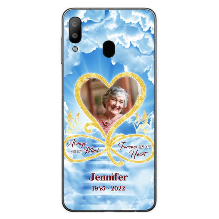 Custom Personalized Memorial Photo Phone Case - Memorial Gift Idea For Mother's Day/Father's Day - Always On My Mind Forever In My Heart - Case for iPhone/Samsung