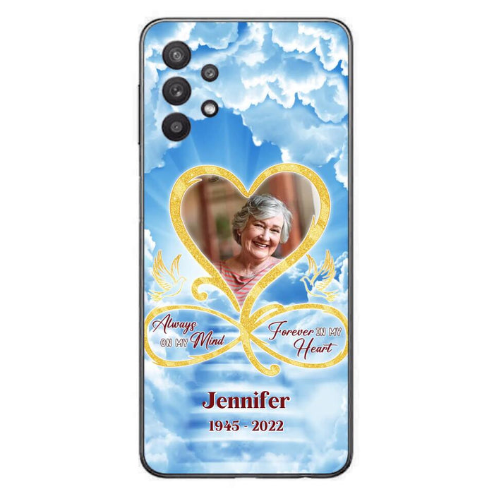 Custom Personalized Memorial Photo Phone Case - Memorial Gift Idea For Mother's Day/Father's Day - Always On My Mind Forever In My Heart - Case for iPhone/Samsung