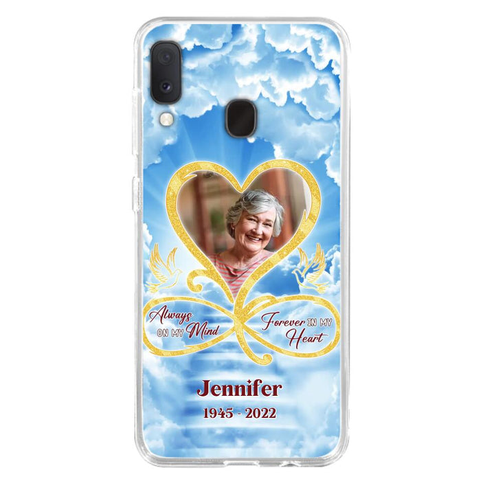 Custom Personalized Memorial Photo Phone Case - Memorial Gift Idea For Mother's Day/Father's Day - Always On My Mind Forever In My Heart - Case for iPhone/Samsung