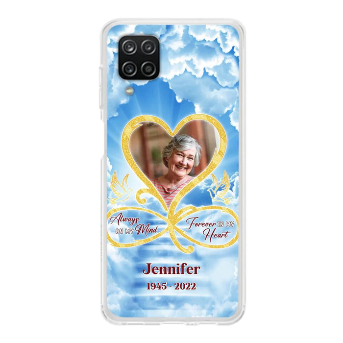 Custom Personalized Memorial Photo Phone Case - Memorial Gift Idea For Mother's Day/Father's Day - Always On My Mind Forever In My Heart - Case for iPhone/Samsung