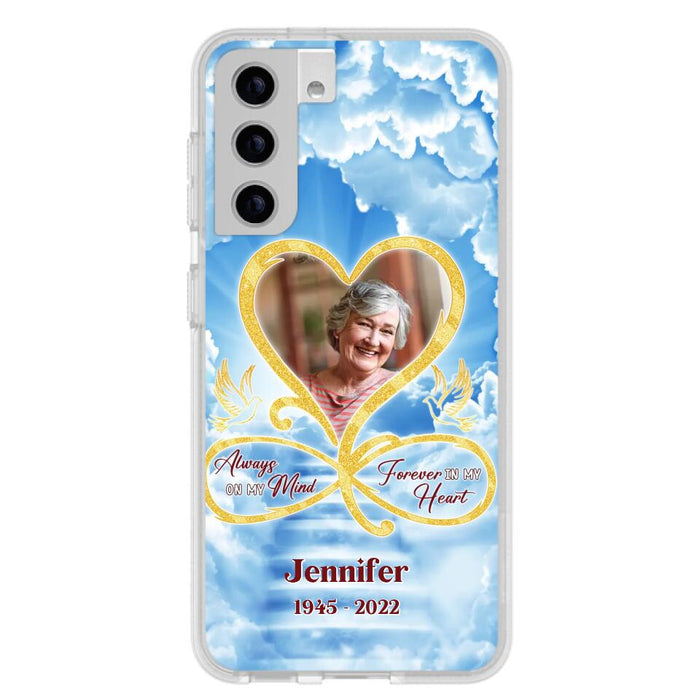 Custom Personalized Memorial Photo Phone Case - Memorial Gift Idea For Mother's Day/Father's Day - Always On My Mind Forever In My Heart - Case for iPhone/Samsung