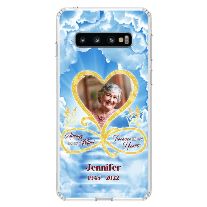 Custom Personalized Memorial Photo Phone Case - Memorial Gift Idea For Mother's Day/Father's Day - Always On My Mind Forever In My Heart - Case for iPhone/Samsung