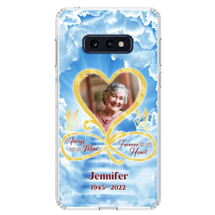 Custom Personalized Memorial Photo Phone Case - Memorial Gift Idea For Mother's Day/Father's Day - Always On My Mind Forever In My Heart - Case for iPhone/Samsung