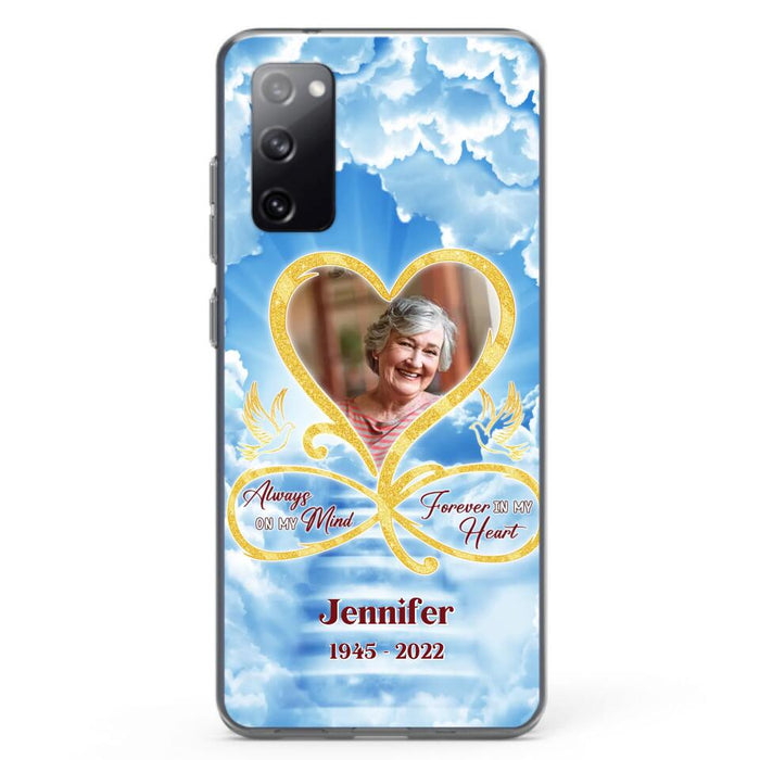 Custom Personalized Memorial Photo Phone Case - Memorial Gift Idea For Mother's Day/Father's Day - Always On My Mind Forever In My Heart - Case for iPhone/Samsung