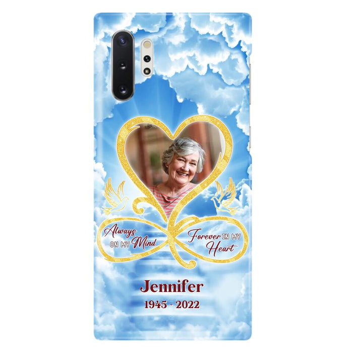 Custom Personalized Memorial Photo Phone Case - Memorial Gift Idea For Mother's Day/Father's Day - Always On My Mind Forever In My Heart - Case for iPhone/Samsung