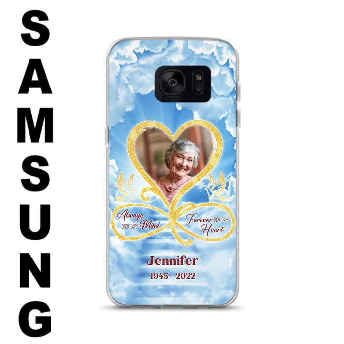 Custom Personalized Memorial Photo Phone Case - Memorial Gift Idea For Mother's Day/Father's Day - Always On My Mind Forever In My Heart - Case for iPhone/Samsung