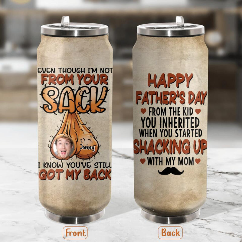 Personalized Father's Day Soda Can Tumbler - Upload Photo - Funny Gift Idea For Father's Day - Happy Father's Day From The Kid You Inherited When You Started Shacking Up With My Mom