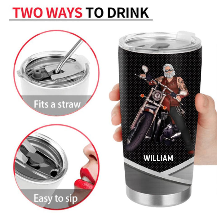 Custom Personalized Old Biker Tumbler - Father's Day Gift Idea for Biker - I'm A Grumpy Old Biker