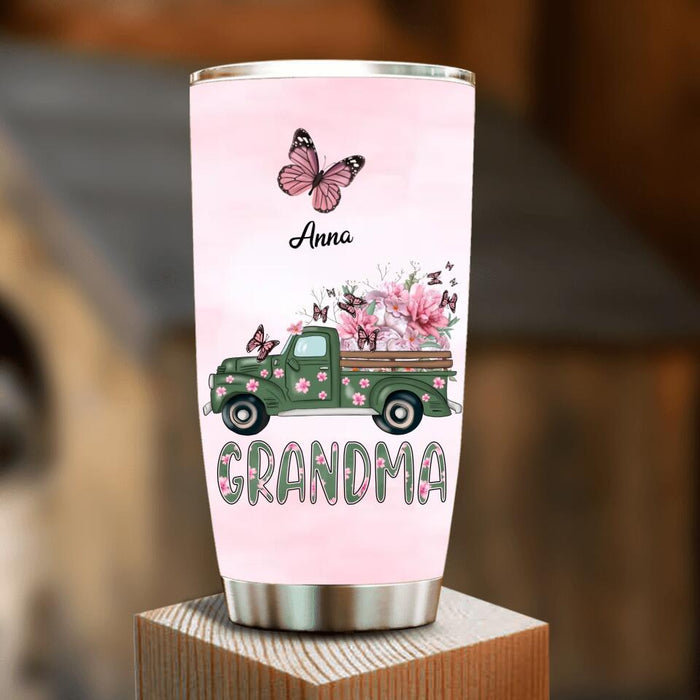 Custom Personalized Nana Tumbler - Gift Idea For Grandma/Mother's Day - Upto 12 Butterflies - Grandma