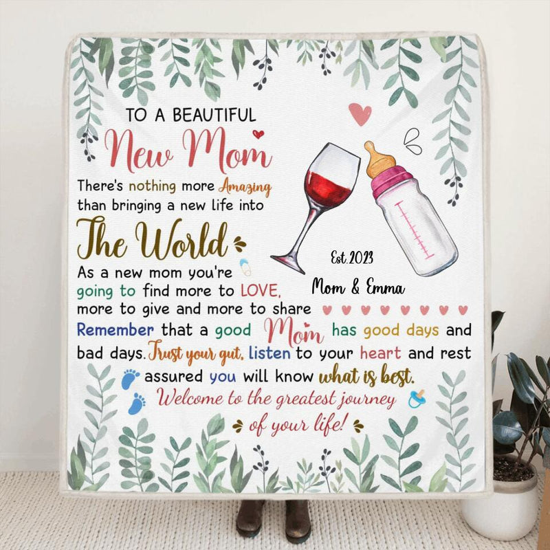 Personalized New Mom Fleece Blanket - Mother's Day Gift For Mom - To A Beautiful New Mom
