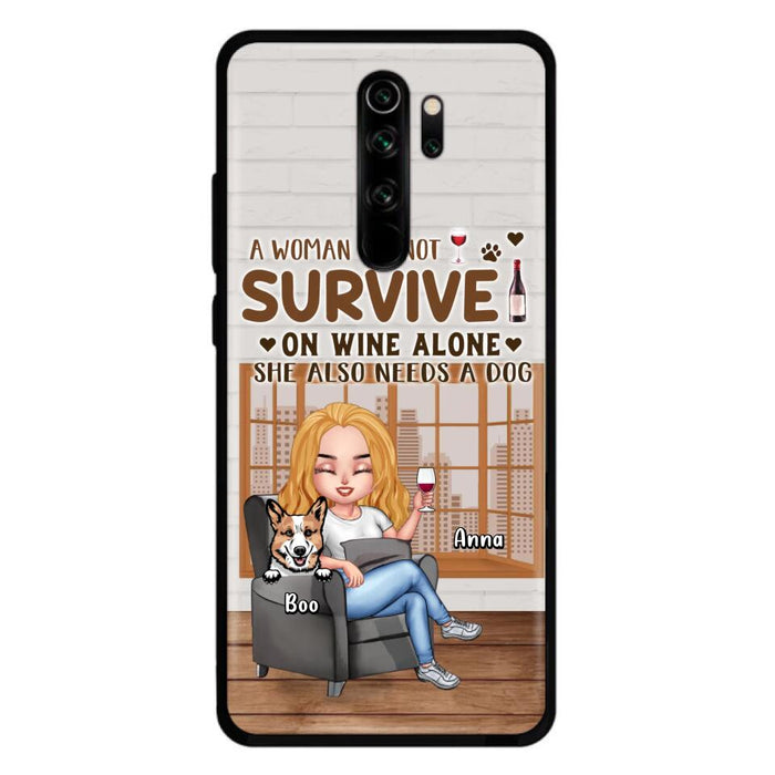 Custom Personalized Pet Mom Phone Case - Upto 4 Dogs/Cats - Mother's Day Gift Idea For Dog/Cat Lovers - A Woman Cannot Survive On Wine Alone She Also Needs A Dog - Case for Xiaomi/Huawei/Oppo