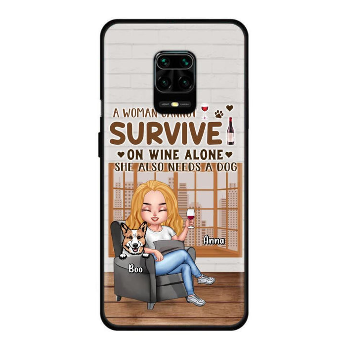 Custom Personalized Pet Mom Phone Case - Upto 4 Dogs/Cats - Mother's Day Gift Idea For Dog/Cat Lovers - A Woman Cannot Survive On Wine Alone She Also Needs A Dog - Case for Xiaomi/Huawei/Oppo