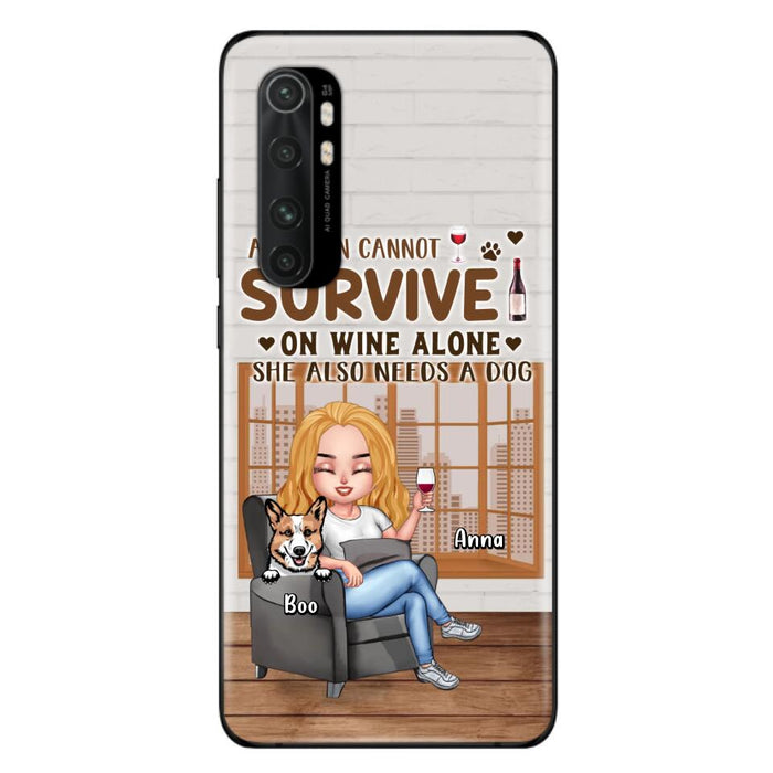 Custom Personalized Pet Mom Phone Case - Upto 4 Dogs/Cats - Mother's Day Gift Idea For Dog/Cat Lovers - A Woman Cannot Survive On Wine Alone She Also Needs A Dog - Case for Xiaomi/Huawei/Oppo