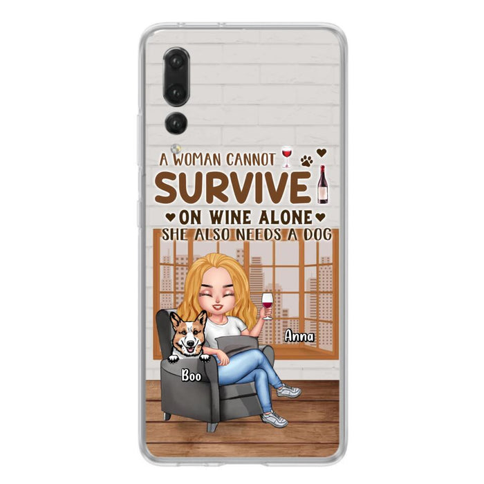 Custom Personalized Pet Mom Phone Case - Upto 4 Dogs/Cats - Mother's Day Gift Idea For Dog/Cat Lovers - A Woman Cannot Survive On Wine Alone She Also Needs A Dog - Case for Xiaomi/Huawei/Oppo