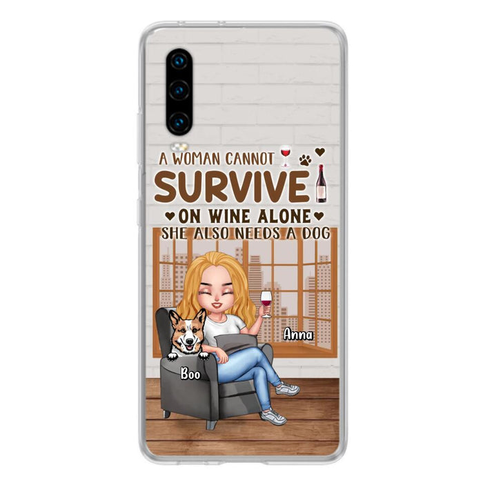 Custom Personalized Pet Mom Phone Case - Upto 4 Dogs/Cats - Mother's Day Gift Idea For Dog/Cat Lovers - A Woman Cannot Survive On Wine Alone She Also Needs A Dog - Case for Xiaomi/Huawei/Oppo