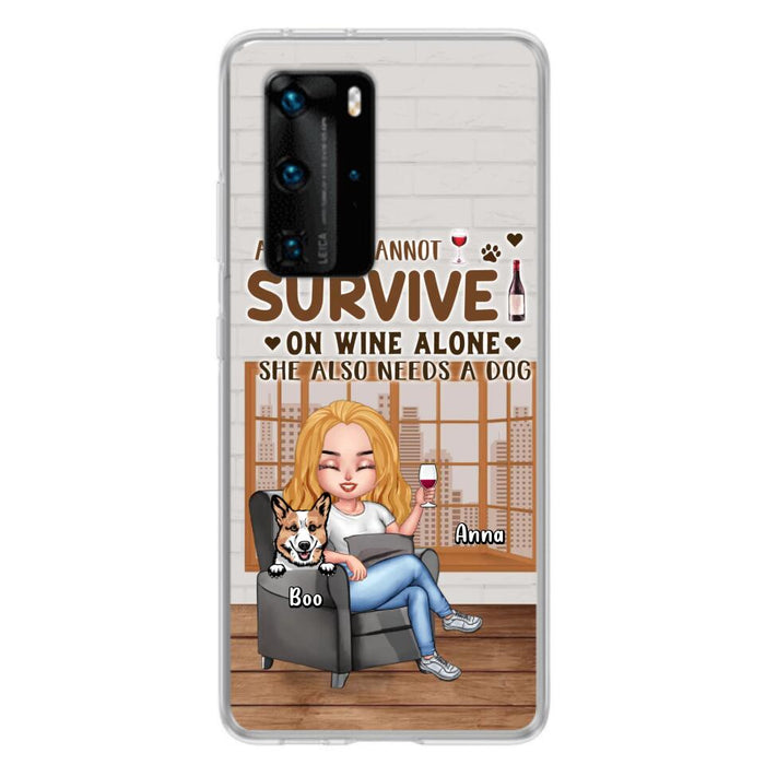 Custom Personalized Pet Mom Phone Case - Upto 4 Dogs/Cats - Mother's Day Gift Idea For Dog/Cat Lovers - A Woman Cannot Survive On Wine Alone She Also Needs A Dog - Case for Xiaomi/Huawei/Oppo