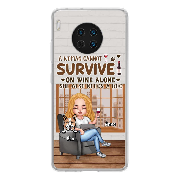 Custom Personalized Pet Mom Phone Case - Upto 4 Dogs/Cats - Mother's Day Gift Idea For Dog/Cat Lovers - A Woman Cannot Survive On Wine Alone She Also Needs A Dog - Case for Xiaomi/Huawei/Oppo