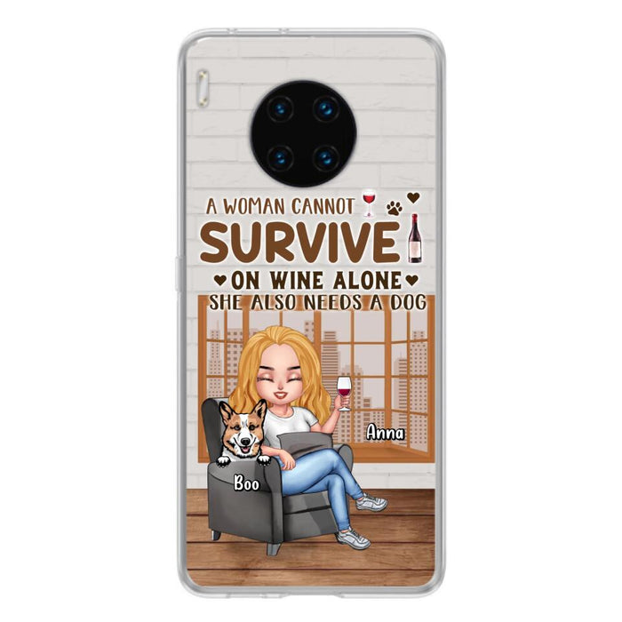 Custom Personalized Pet Mom Phone Case - Upto 4 Dogs/Cats - Mother's Day Gift Idea For Dog/Cat Lovers - A Woman Cannot Survive On Wine Alone She Also Needs A Dog - Case for Xiaomi/Huawei/Oppo