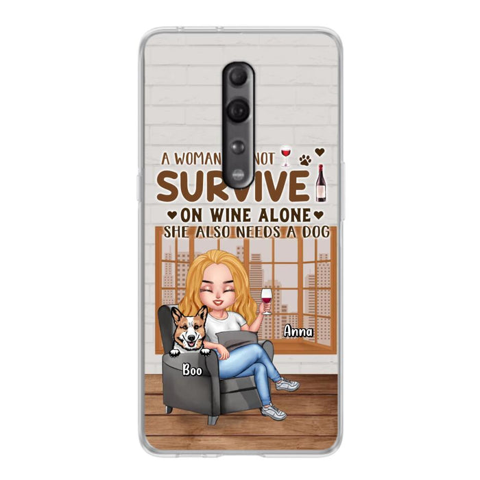 Custom Personalized Pet Mom Phone Case - Upto 4 Dogs/Cats - Mother's Day Gift Idea For Dog/Cat Lovers - A Woman Cannot Survive On Wine Alone She Also Needs A Dog - Case for Xiaomi/Huawei/Oppo