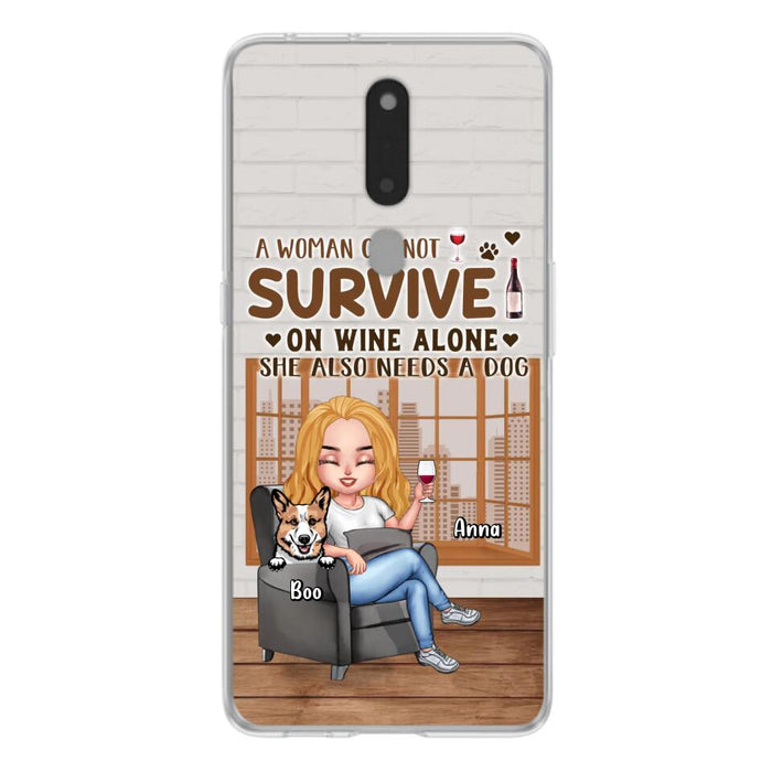 Custom Personalized Pet Mom Phone Case - Upto 4 Dogs/Cats - Mother's Day Gift Idea For Dog/Cat Lovers - A Woman Cannot Survive On Wine Alone She Also Needs A Dog - Case for Xiaomi/Huawei/Oppo