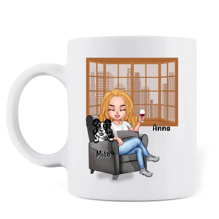 Custom Personalized Pet Mom Coffee Mug - Upto 4 Dogs/Cats - Mother's Day Gift Idea For Dog/Cat Lovers - A Woman Cannot Survive On Wine Alone She Also Needs A Dog