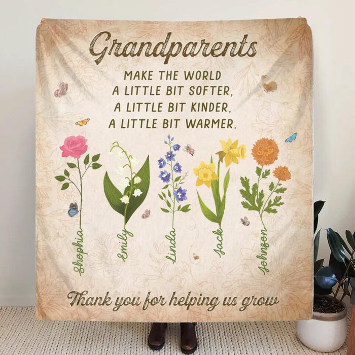 Custom Personalized Flowers Fleece Blanket/Quilt Blanket - Gift Idea For Mother's Day/ Father's Day - Thank You For Helping Us Grow