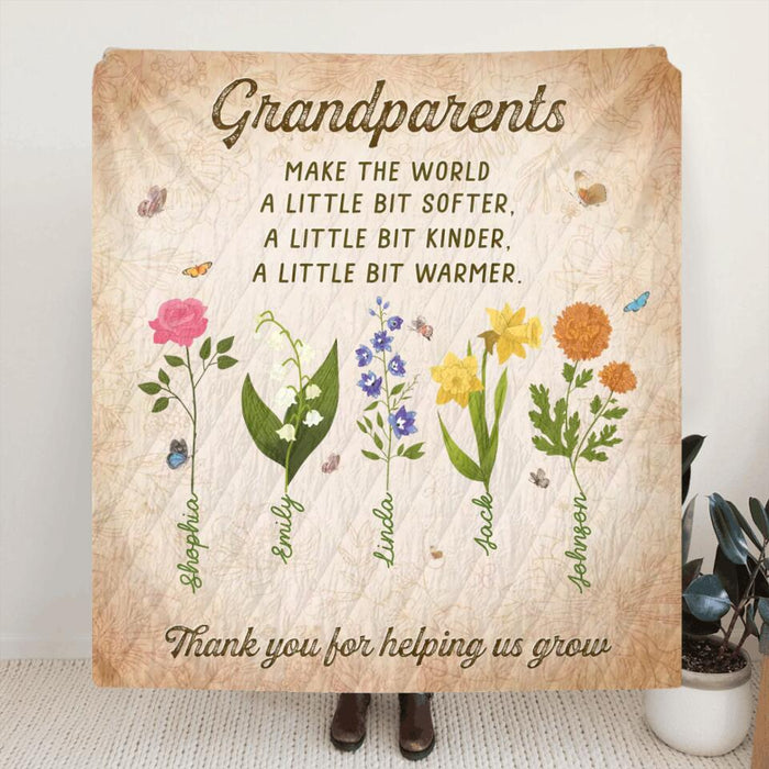 Custom Personalized Flowers Fleece Blanket/Quilt Blanket - Gift Idea For Mother's Day/ Father's Day - Thank You For Helping Us Grow