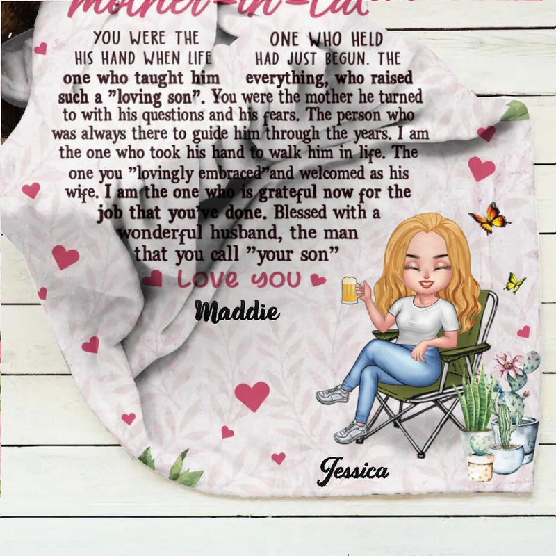 Personalized Mother-In-Law Fleece Throw Blanket/Quilt - Best Gift Idea For Mother's Day - To My Mother-In-Law